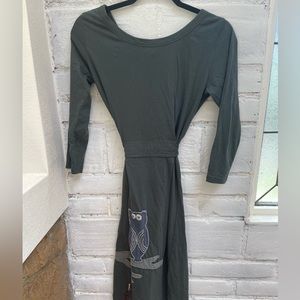 Synergy Organic olive green dress 3/4 sleeves size medium